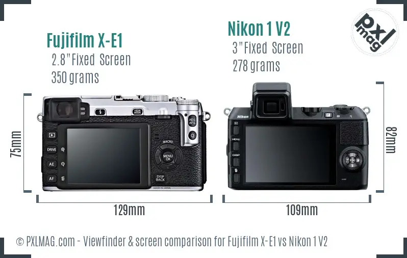 Fujifilm X-E1 vs Nikon 1 V2 Screen and Viewfinder comparison Fujifilm X-E1 vs Nikon 1 V2 Screen and Viewfinder comparison