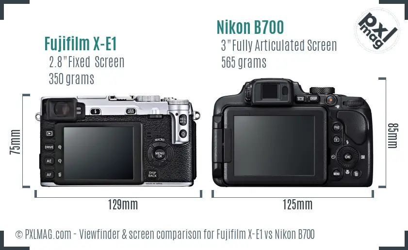 Fujifilm X-E1 vs Nikon B700 Screen and Viewfinder comparison