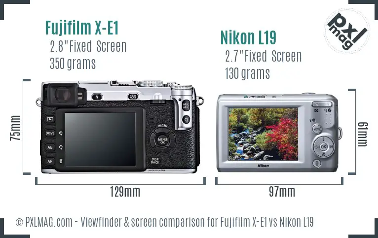 Fujifilm X-E1 vs Nikon L19 Screen and Viewfinder comparison