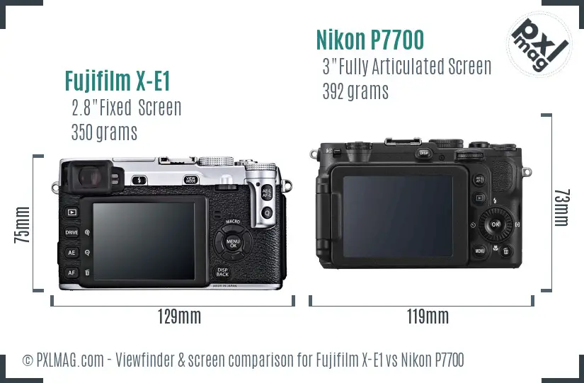 Fujifilm X-E1 vs Nikon P7700 Screen and Viewfinder comparison