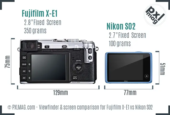 Fujifilm X-E1 vs Nikon S02 Screen and Viewfinder comparison