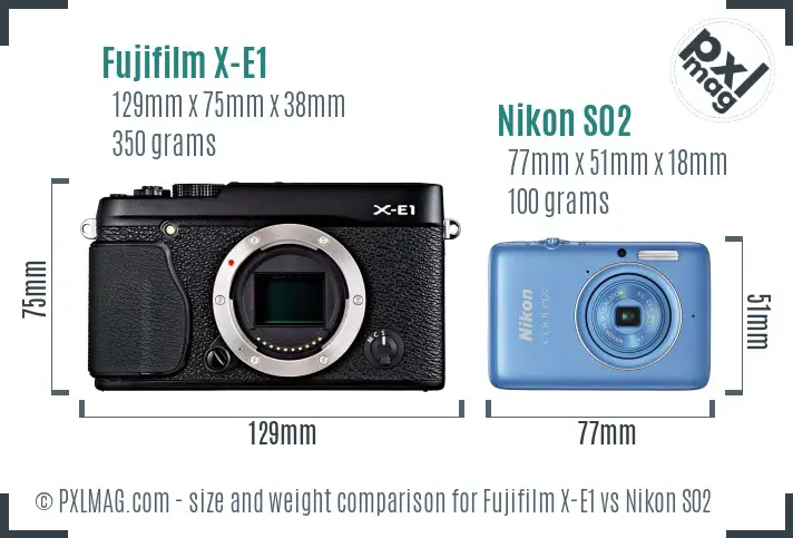 Fujifilm X-E1 vs Nikon S02 size comparison