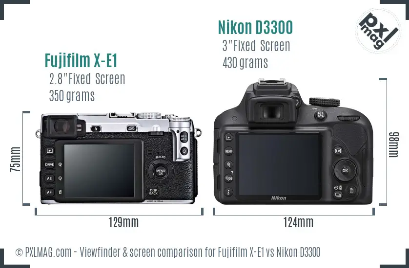 Fujifilm X-E1 vs Nikon D3300 Screen and Viewfinder comparison