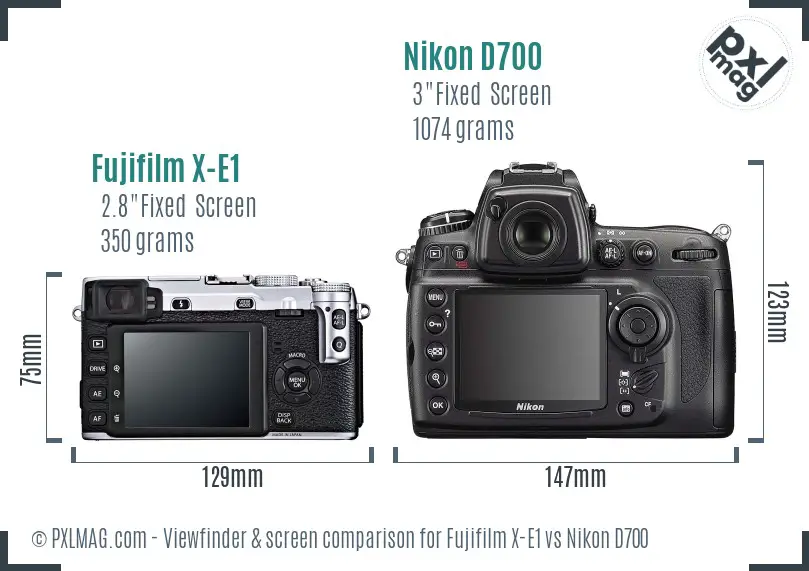 Fujifilm X-E1 vs Nikon D700 Screen and Viewfinder comparison