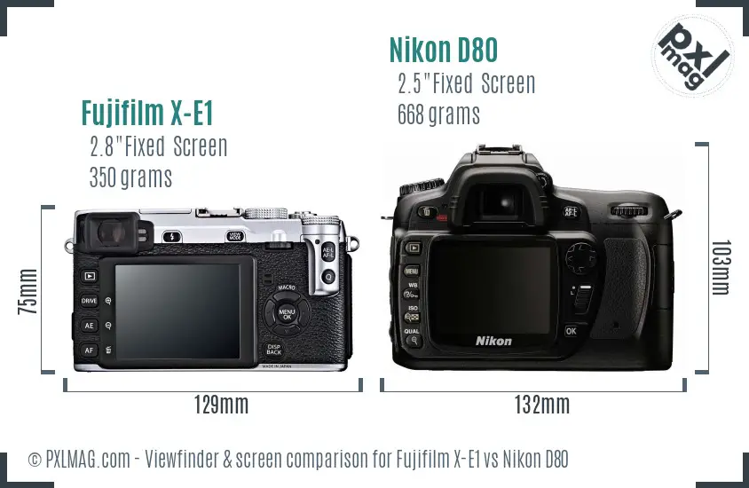 Fujifilm X-E1 vs Nikon D80 Screen and Viewfinder comparison