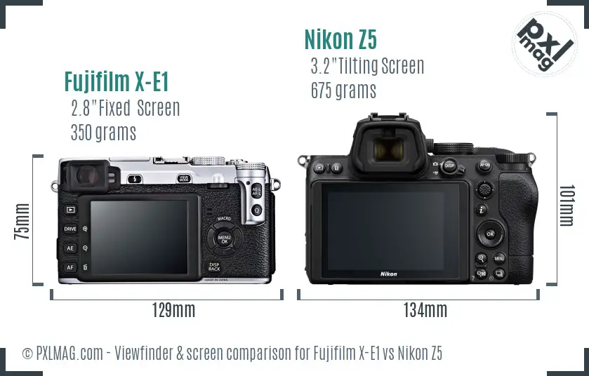 Fujifilm X-E1 vs Nikon Z5 Screen and Viewfinder comparison Fujifilm X-E1 vs Nikon Z5 Screen and Viewfinder comparison
