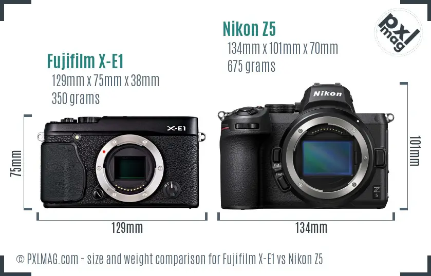 Fujifilm X-E1 vs Nikon Z5 size comparison Fujifilm X-E1 vs Nikon Z5 size comparison