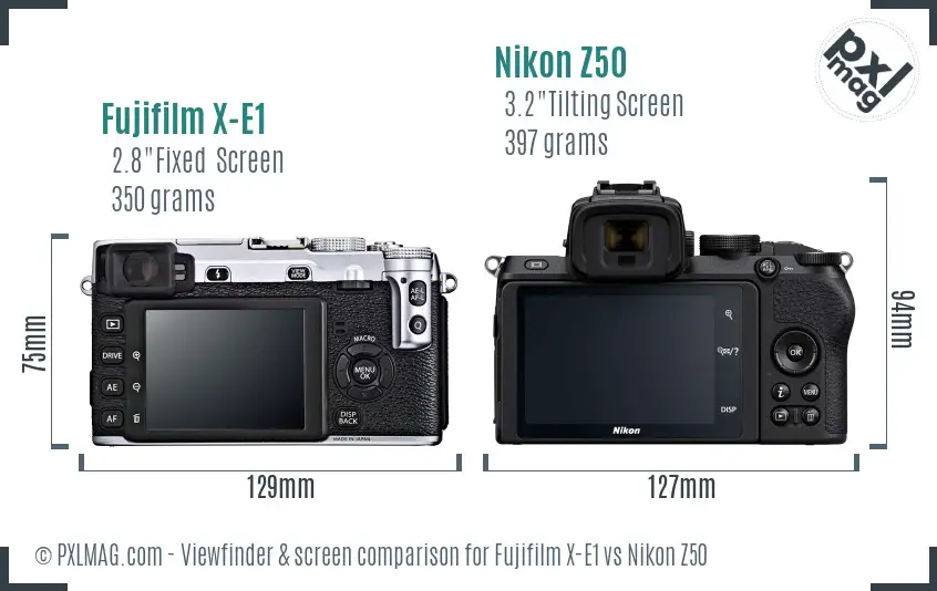 Fujifilm X-E1 vs Nikon Z50 Screen and Viewfinder comparison
