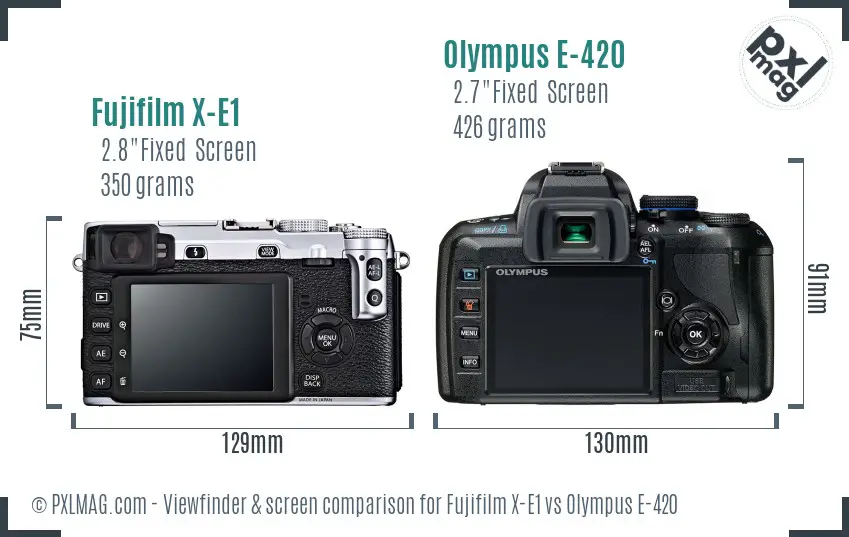 Fujifilm X-E1 vs Olympus E-420 Screen and Viewfinder comparison