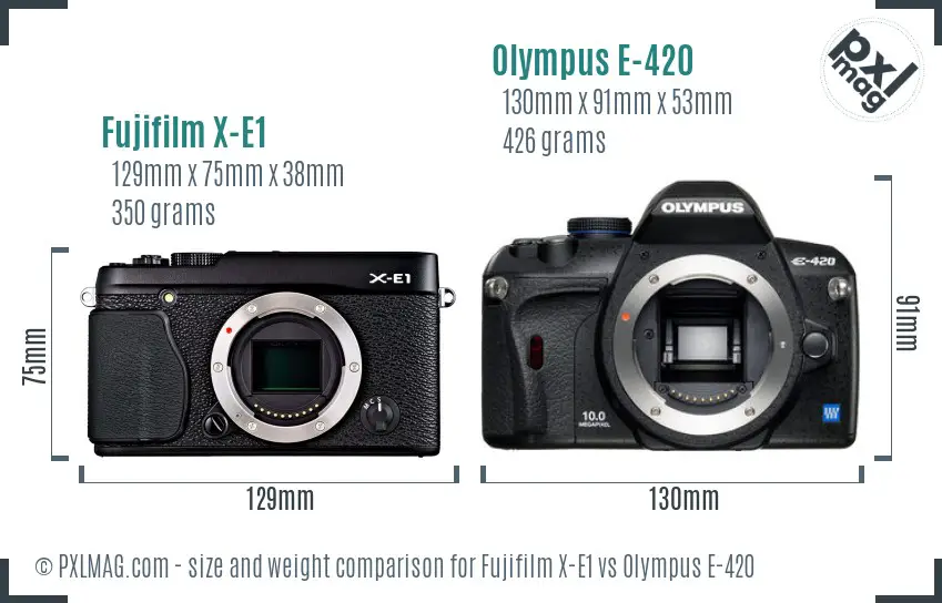 Fujifilm X-E1 vs Olympus E-420 size comparison