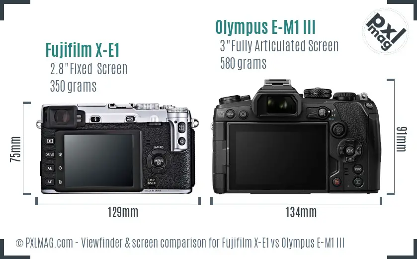 Fujifilm X-E1 vs Olympus E-M1 III Screen and Viewfinder comparison