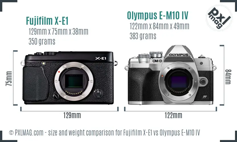Fujifilm X-E1 vs Olympus E-M10 IV size comparison Fujifilm X-E1 vs Olympus E-M10 IV size comparison