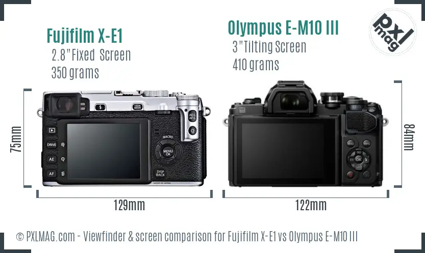 Fujifilm X-E1 vs Olympus E-M10 III Screen and Viewfinder comparison