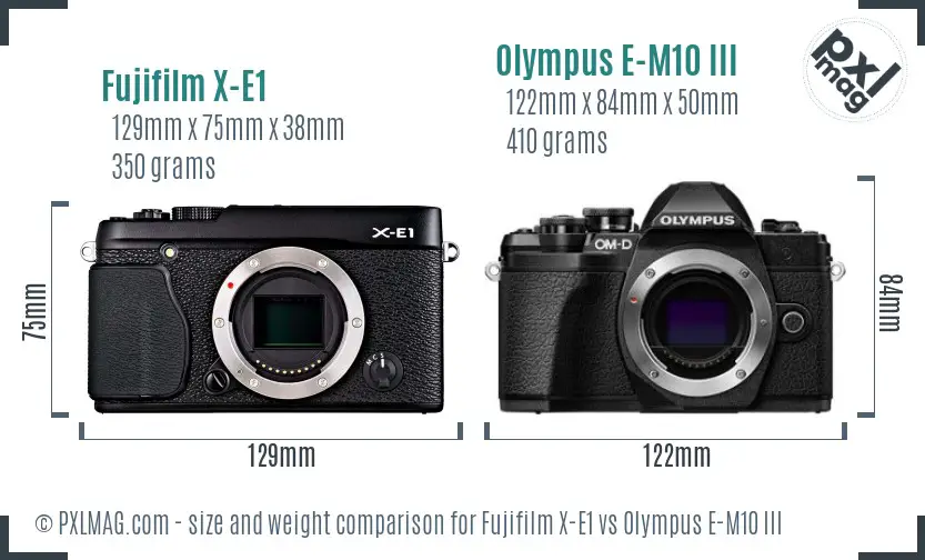 Fujifilm X-E1 vs Olympus E-M10 III size comparison