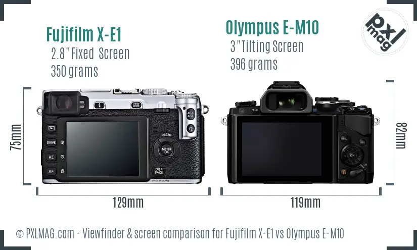 Fujifilm X-E1 vs Olympus E-M10 Screen and Viewfinder comparison