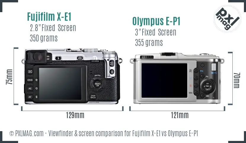 Fujifilm X-E1 vs Olympus E-P1 Screen and Viewfinder comparison