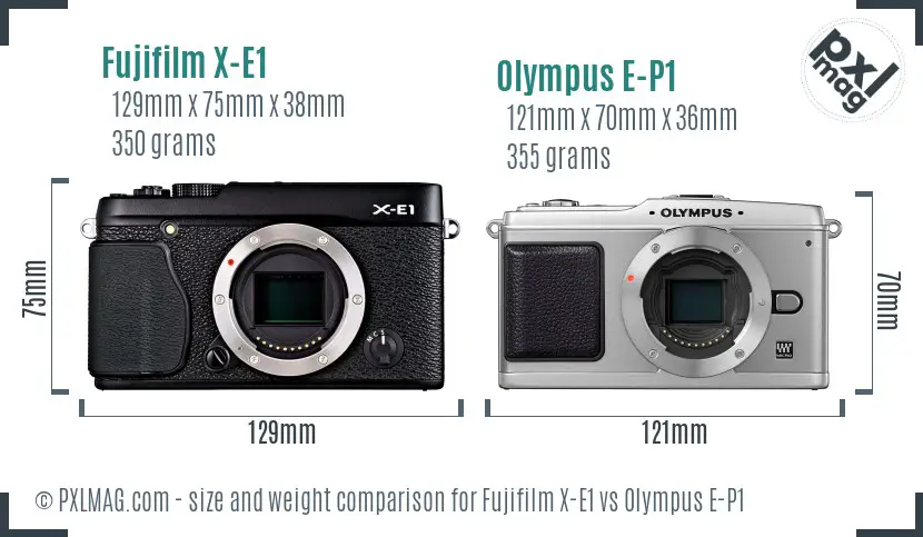 Fujifilm X-E1 vs Olympus E-P1 size comparison