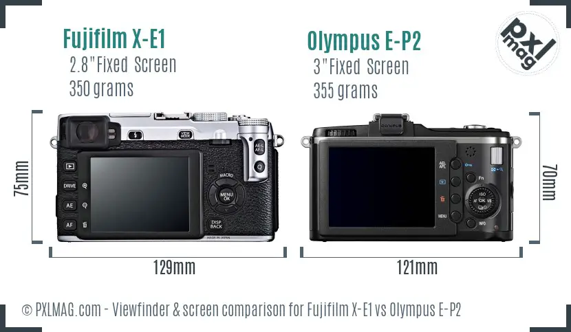 Fujifilm X-E1 vs Olympus E-P2 Screen and Viewfinder comparison