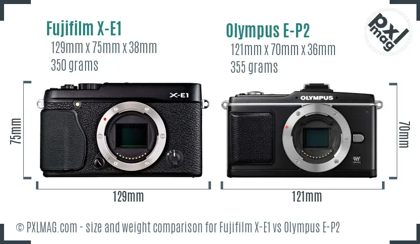 Fujifilm X-E1 vs Olympus E-P2 size comparison