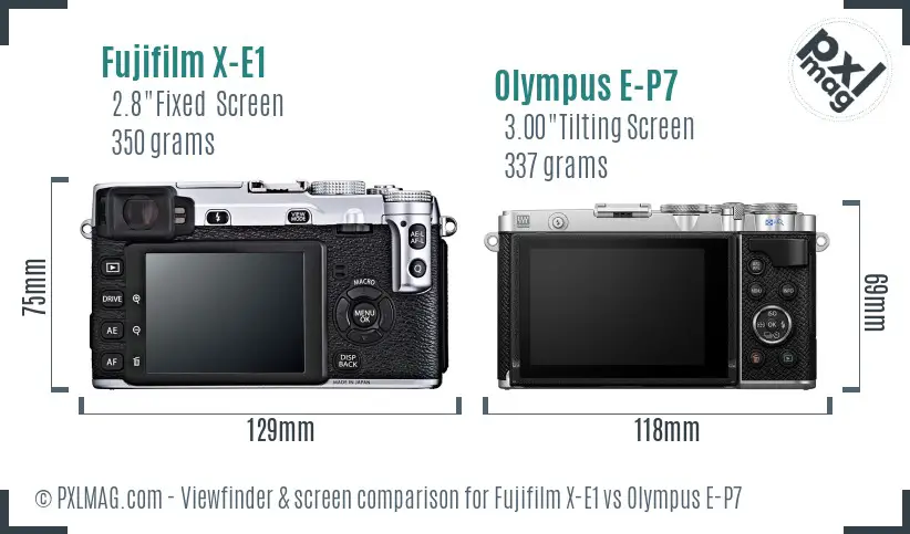 Fujifilm X-E1 vs Olympus E-P7 Screen and Viewfinder comparison