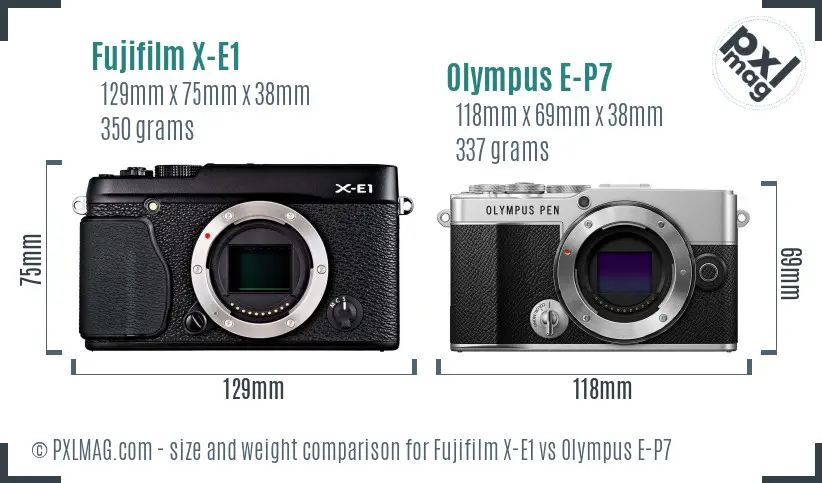 Fujifilm X-E1 vs Olympus E-P7 size comparison