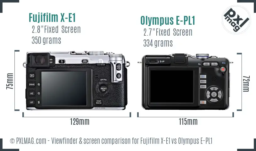 Fujifilm X-E1 vs Olympus E-PL1 Screen and Viewfinder comparison
