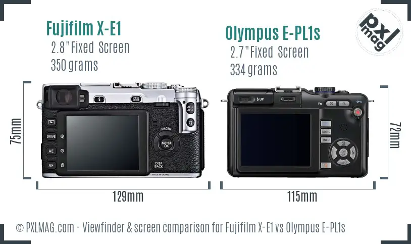 Fujifilm X-E1 vs Olympus E-PL1s Screen and Viewfinder comparison
