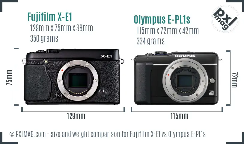 Fujifilm X-E1 vs Olympus E-PL1s size comparison