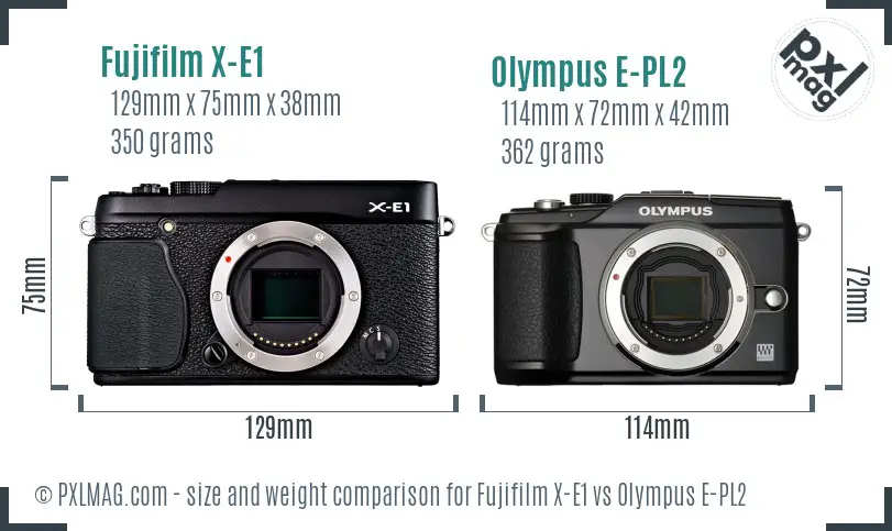 Fujifilm X-E1 vs Olympus E-PL2 size comparison