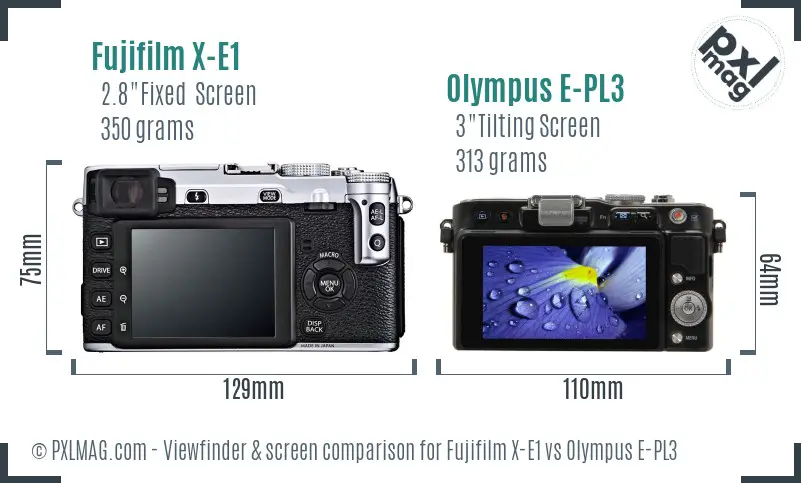 Fujifilm X-E1 vs Olympus E-PL3 Screen and Viewfinder comparison Fujifilm X-E1 vs Olympus E-PL3 Screen and Viewfinder comparison