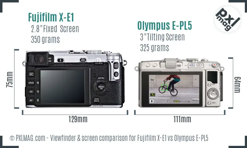 Fujifilm X-E1 vs Olympus E-PL5 Screen and Viewfinder comparison