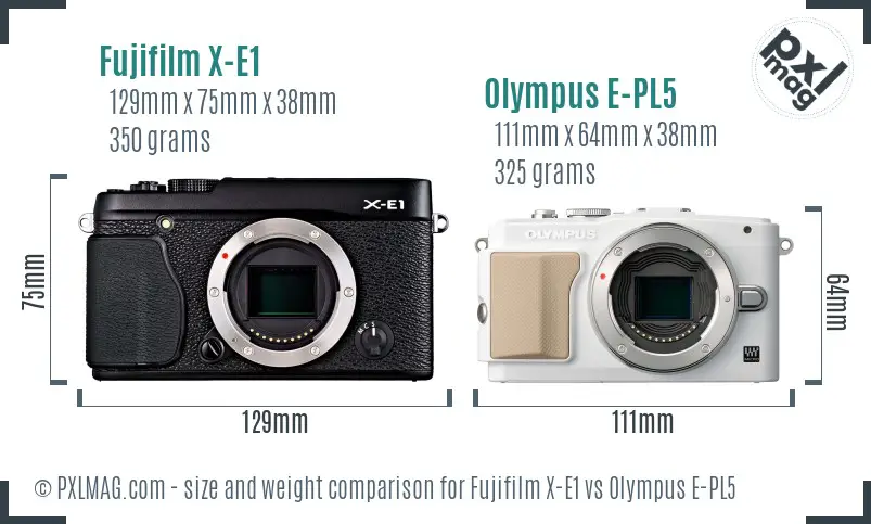 Fujifilm X-E1 vs Olympus E-PL5 size comparison