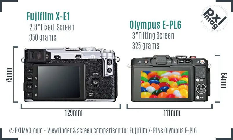 Fujifilm X-E1 vs Olympus E-PL6 Screen and Viewfinder comparison