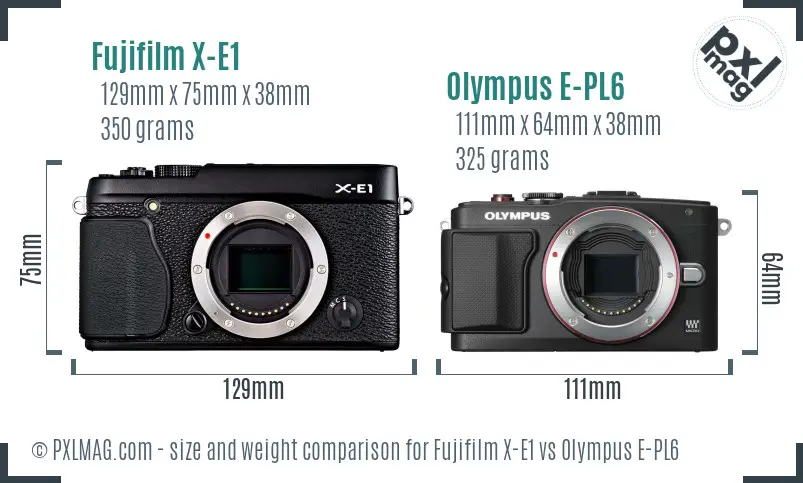 Fujifilm X-E1 vs Olympus E-PL6 size comparison