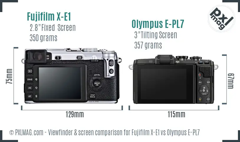 Fujifilm X-E1 vs Olympus E-PL7 Screen and Viewfinder comparison