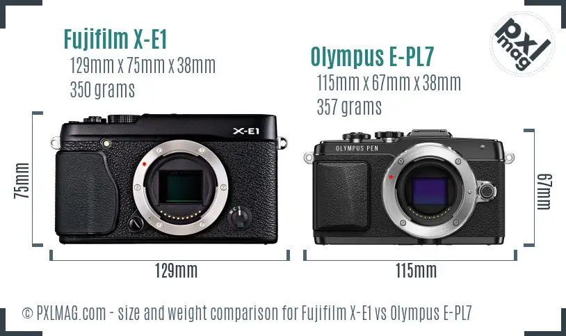 Fujifilm X-E1 vs Olympus E-PL7 size comparison