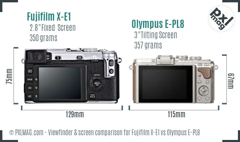 Fujifilm X-E1 vs Olympus E-PL8 Screen and Viewfinder comparison