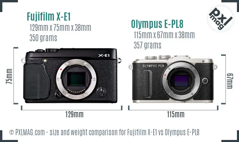 Fujifilm X-E1 vs Olympus E-PL8 size comparison