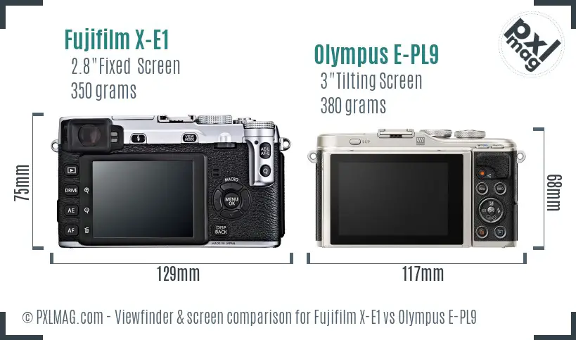 Fujifilm X-E1 vs Olympus E-PL9 Screen and Viewfinder comparison