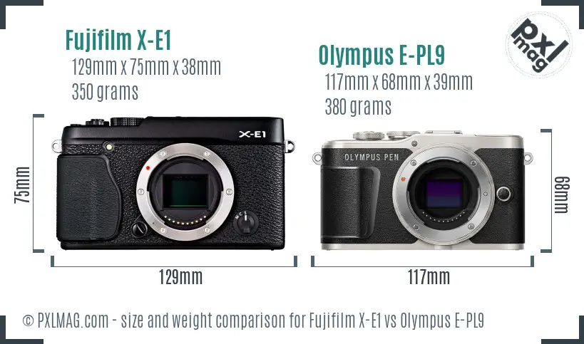 Fujifilm X-E1 vs Olympus E-PL9 size comparison