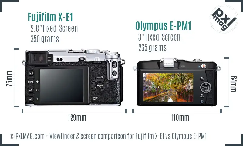 Fujifilm X-E1 vs Olympus E-PM1 Screen and Viewfinder comparison