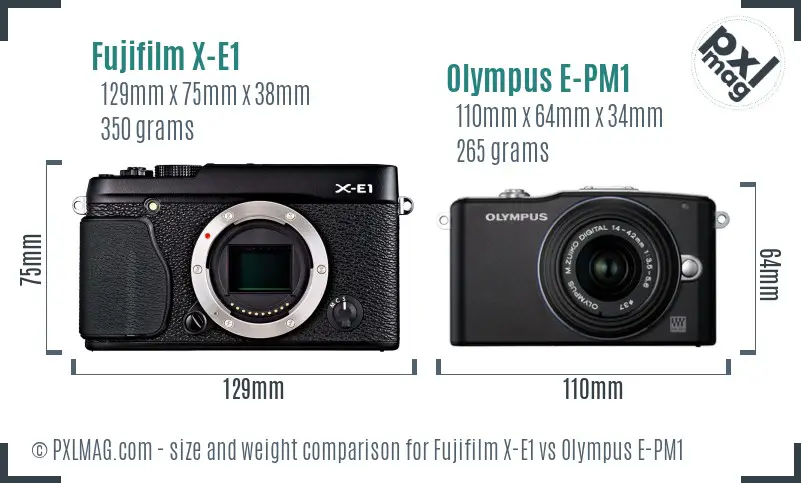 Fujifilm X-E1 vs Olympus E-PM1 size comparison