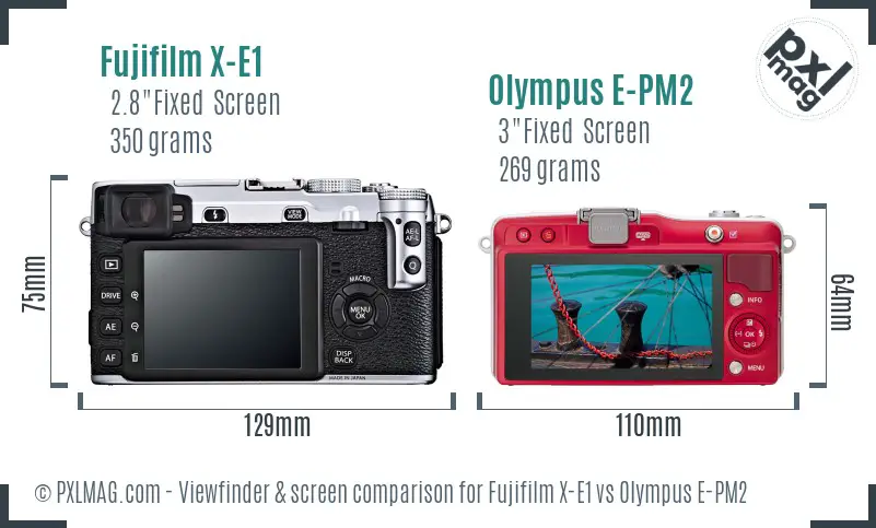 Fujifilm X-E1 vs Olympus E-PM2 Screen and Viewfinder comparison