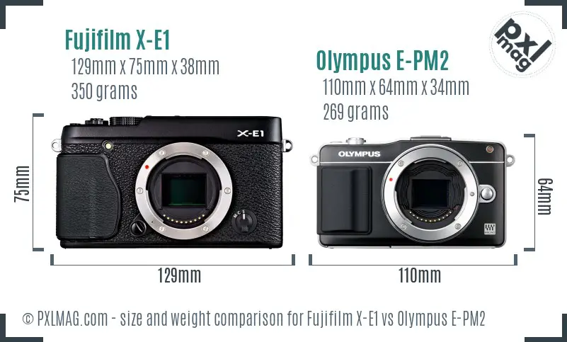 Fujifilm X-E1 vs Olympus E-PM2 size comparison