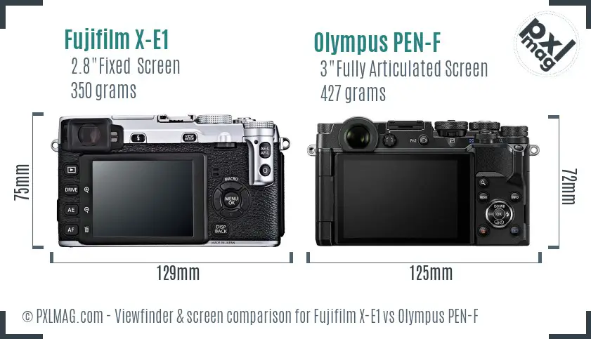 Fujifilm X-E1 vs Olympus PEN-F Screen and Viewfinder comparison