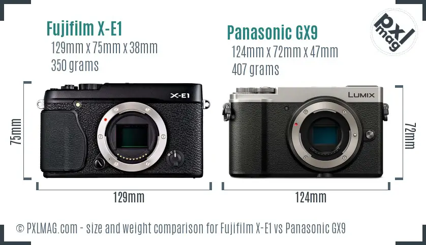 Fujifilm X-E1 vs Panasonic GX9 size comparison