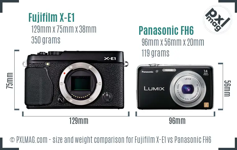 Fujifilm X-E1 vs Panasonic FH6 size comparison