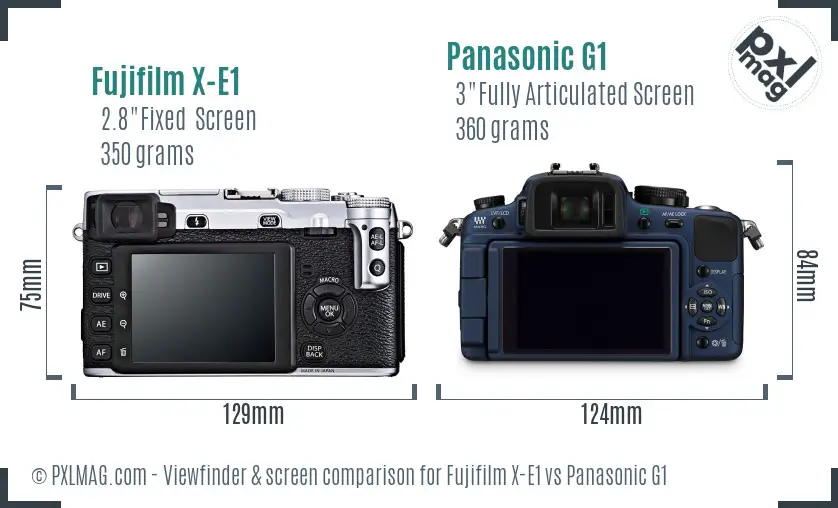 Fujifilm X-E1 vs Panasonic G1 Screen and Viewfinder comparison