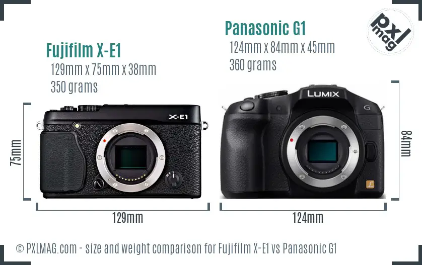 Fujifilm X-E1 vs Panasonic G1 size comparison