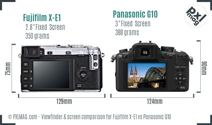 Fujifilm X-E1 vs Panasonic G10 Screen and Viewfinder comparison